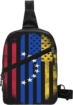 Venezuelan Venezuela American Flag Crossbody Bag Portable Sling Bags Foldable Chest Daypack Reusable Sports Shoulder Backpack Diagonally Casual Rucksack Travel Bag