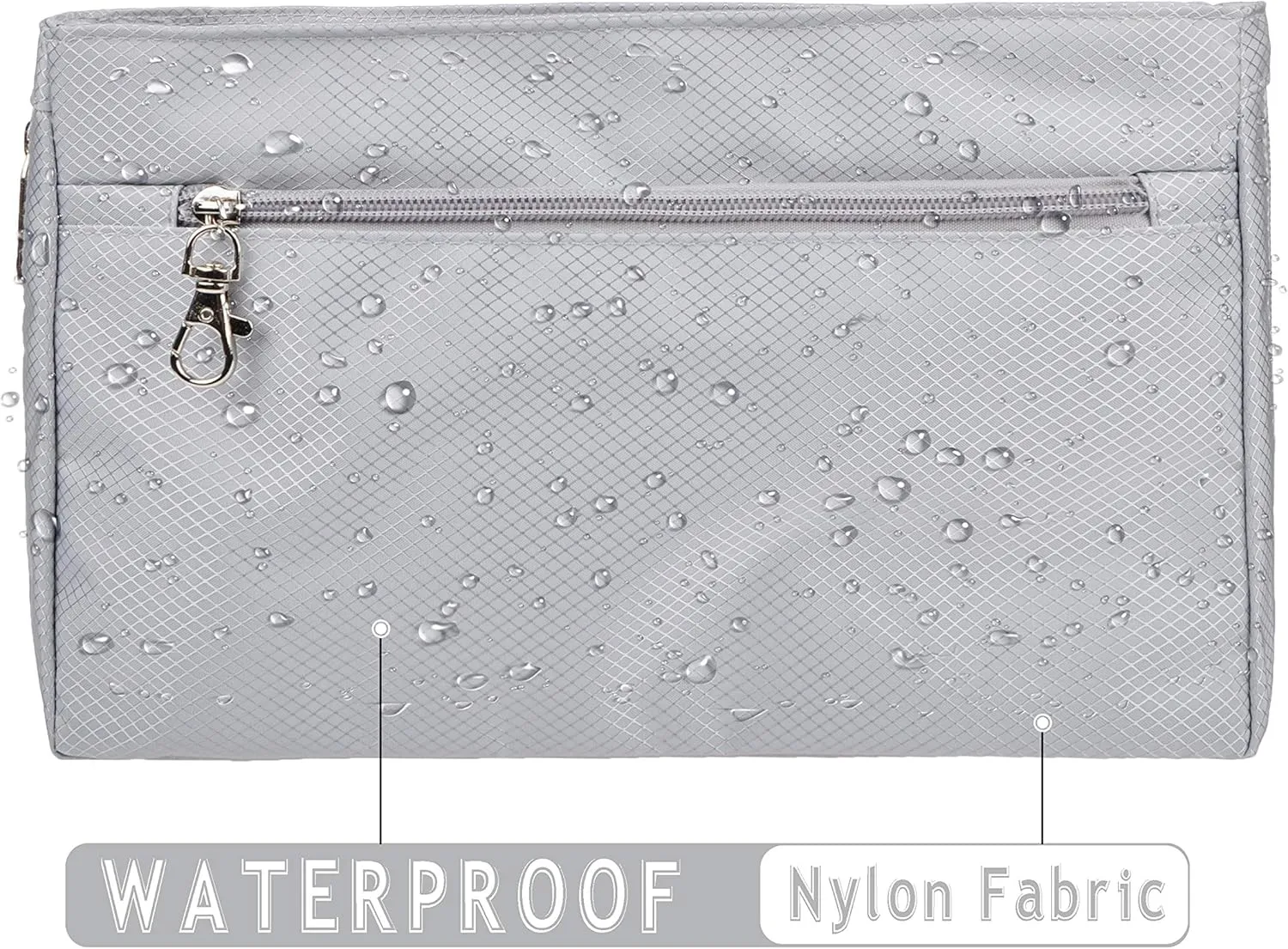 Vercord Expandable Nylon Handbag Purse Organizer Insert Liner Shaper Bag in Bag Beige Grey XLarge