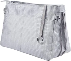 Vercord Expandable Nylon Handbag Purse Organizer Insert Liner Shaper Bag in Bag Beige Grey XLarge