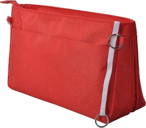 Vercord Expandable Nylon Handbag Purse Organizer Insert Liner Shaper Bag in Bag Red XLarge