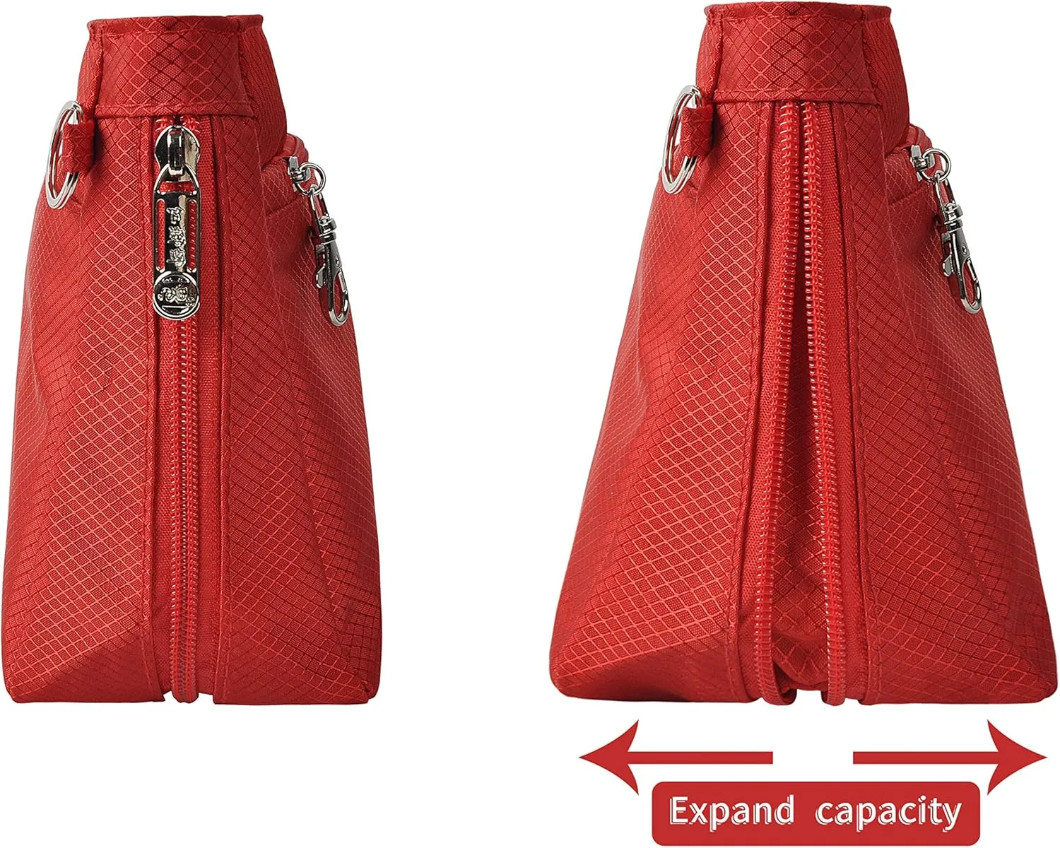 Vercord Expandable Nylon Handbag Purse Organizer Insert Liner Shaper Bag in Bag Red XLarge