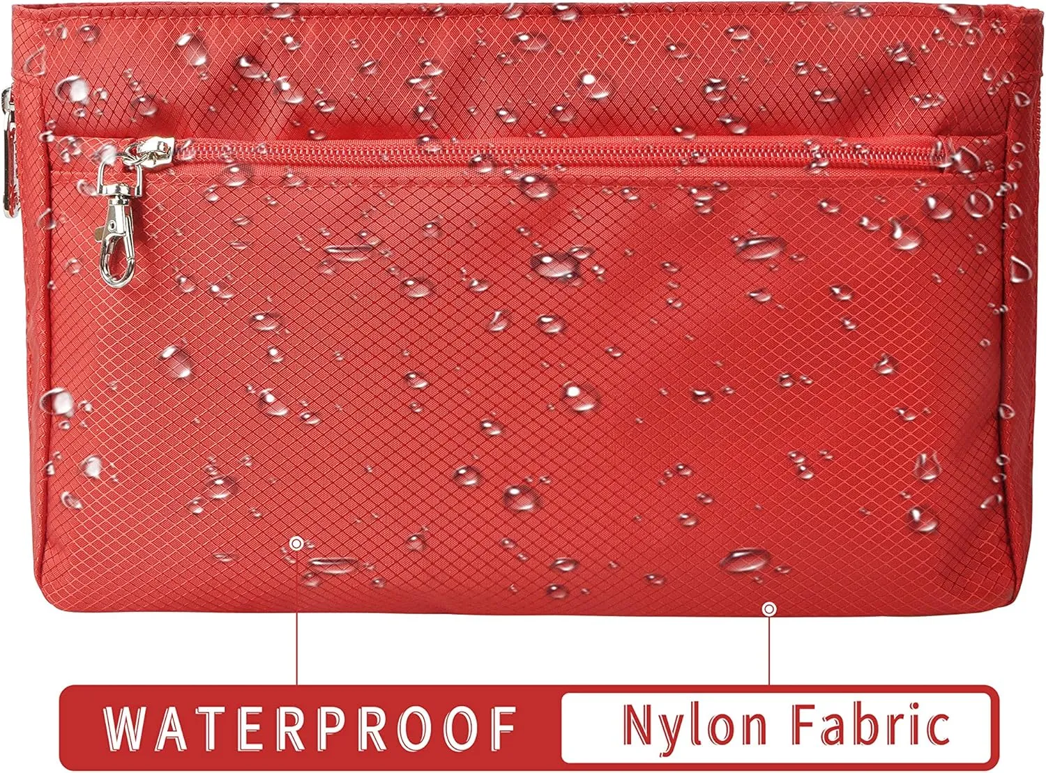 Vercord Expandable Nylon Handbag Purse Organizer Insert Liner Shaper Bag in Bag Red XLarge