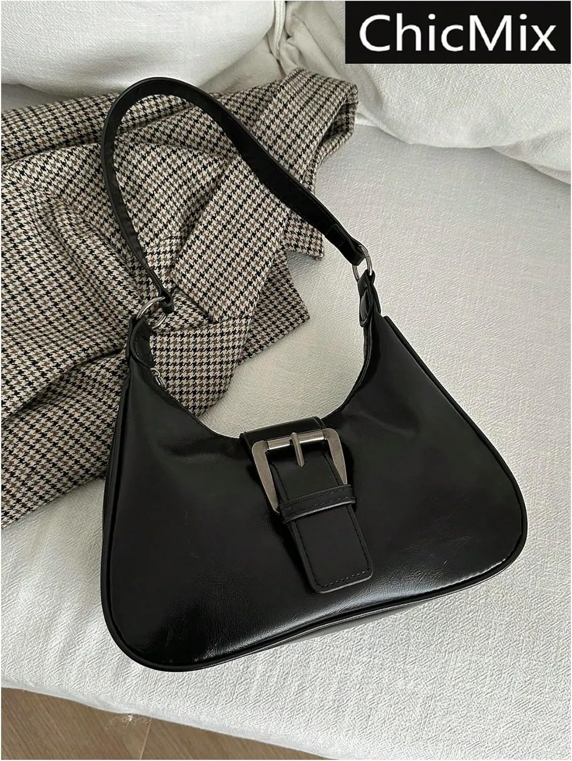 Verdusa Women's Buckle Crossbody Shoulder Bags Retro Top Handle Crescent Underarm Handbag