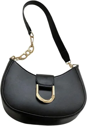 Verdusa Women's Metal PU Leather Bag Zipper Top Hobo Fashion Crescent Shoulder Bag