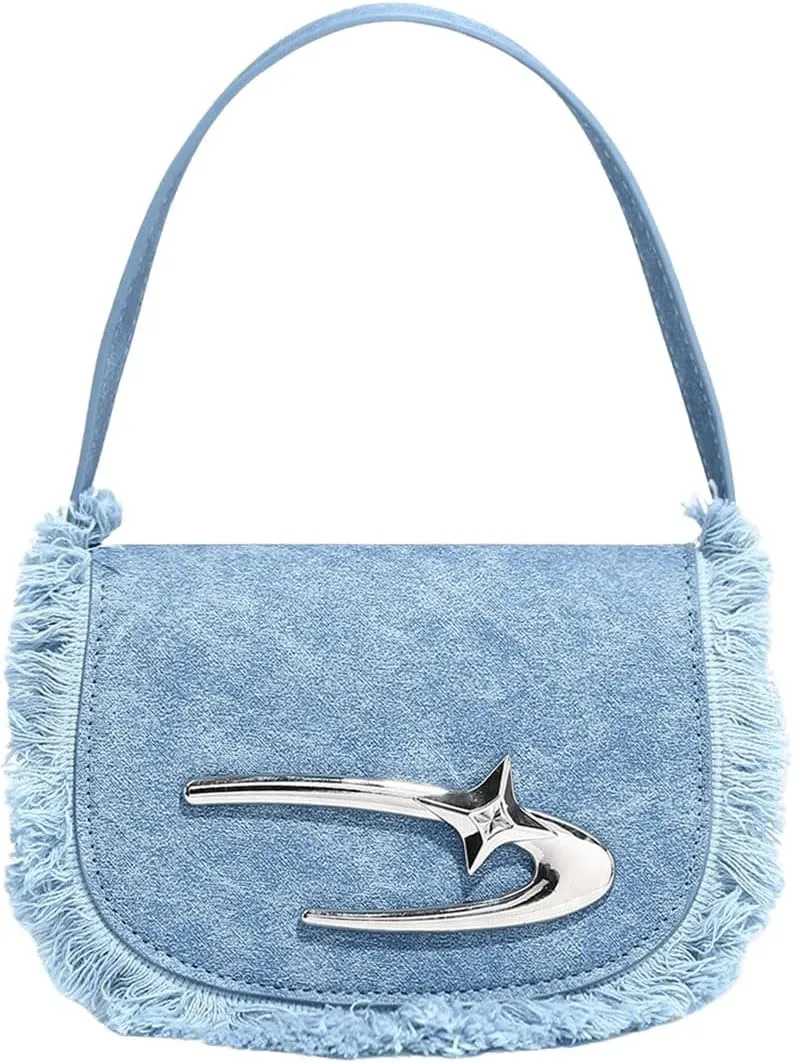 Verdusa Women's Y2K Fringe Shoulder Handbags Top Handle Clutch Purses