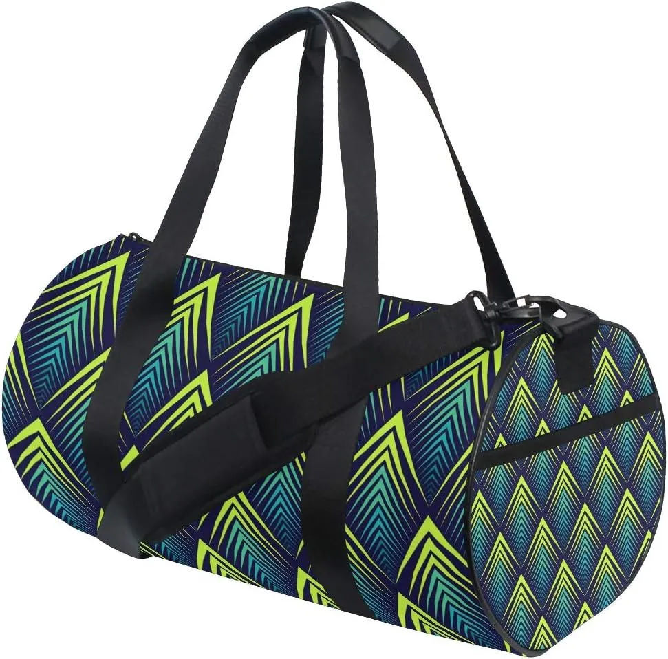 VIKKO Jagged Edge Pattern Gym Duffel Bag Canvas Travel Weekender Luggage Handbag for Men Women Sports and Overnight