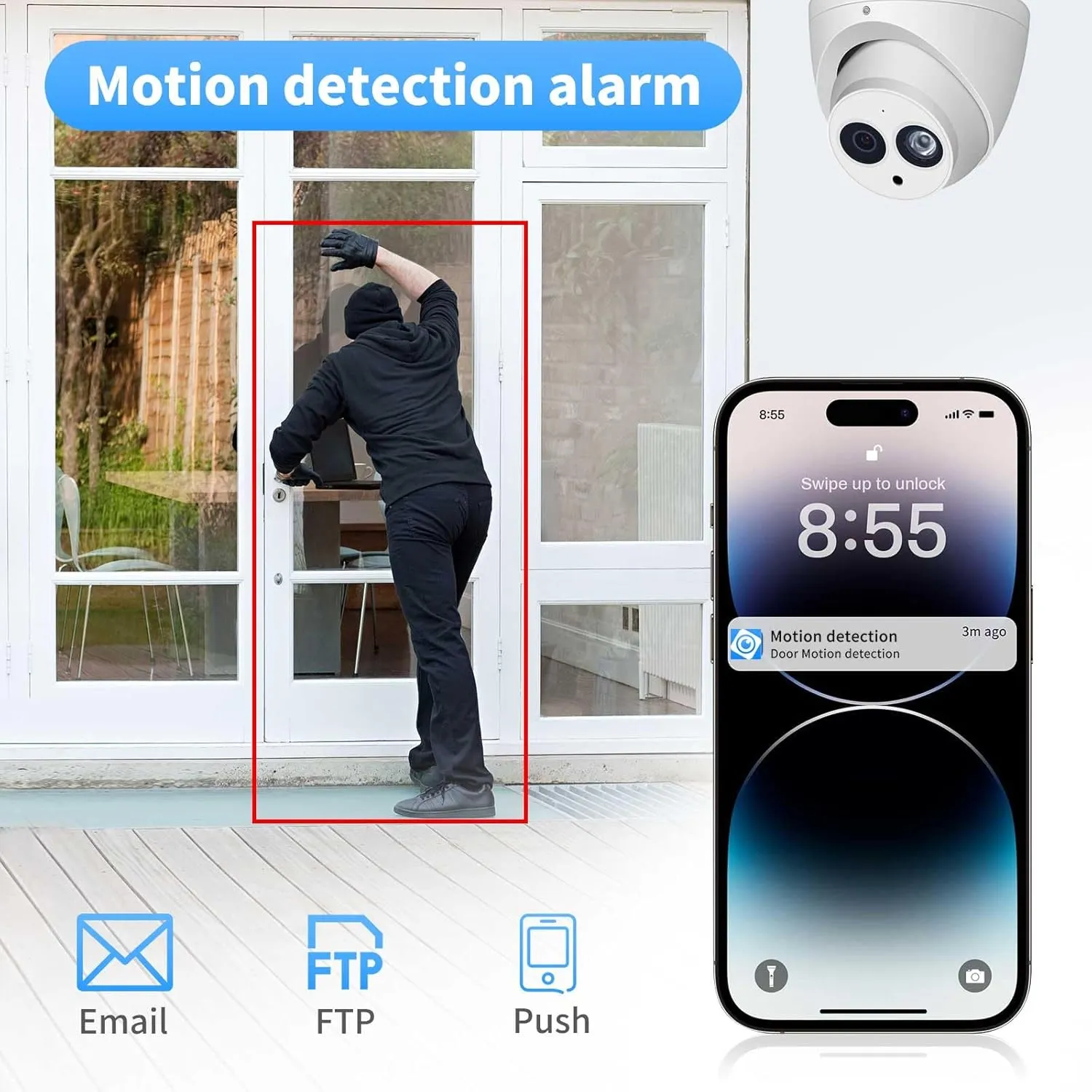 VIKYLIN 6MP IP PoE Security Camera with Mic/Audio,Outdoor Indoor Turret/Dome Surveillance Camera with 2.8mm Wide Angle 165Ft IR Night Vision,WDR,3D DNR,IP67 Waterproof,IVS Detection,DMSS/SmartPss Lite