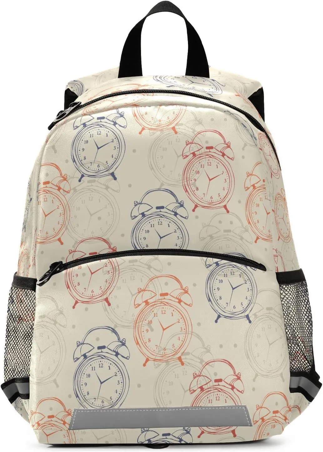Vintage Alarm Clocks Mini Backpack Schoolbag Kids Daypack Toddler Travel School Bag for Kindergarten Preschool Nursery Children Boys Girls with Chest Strap