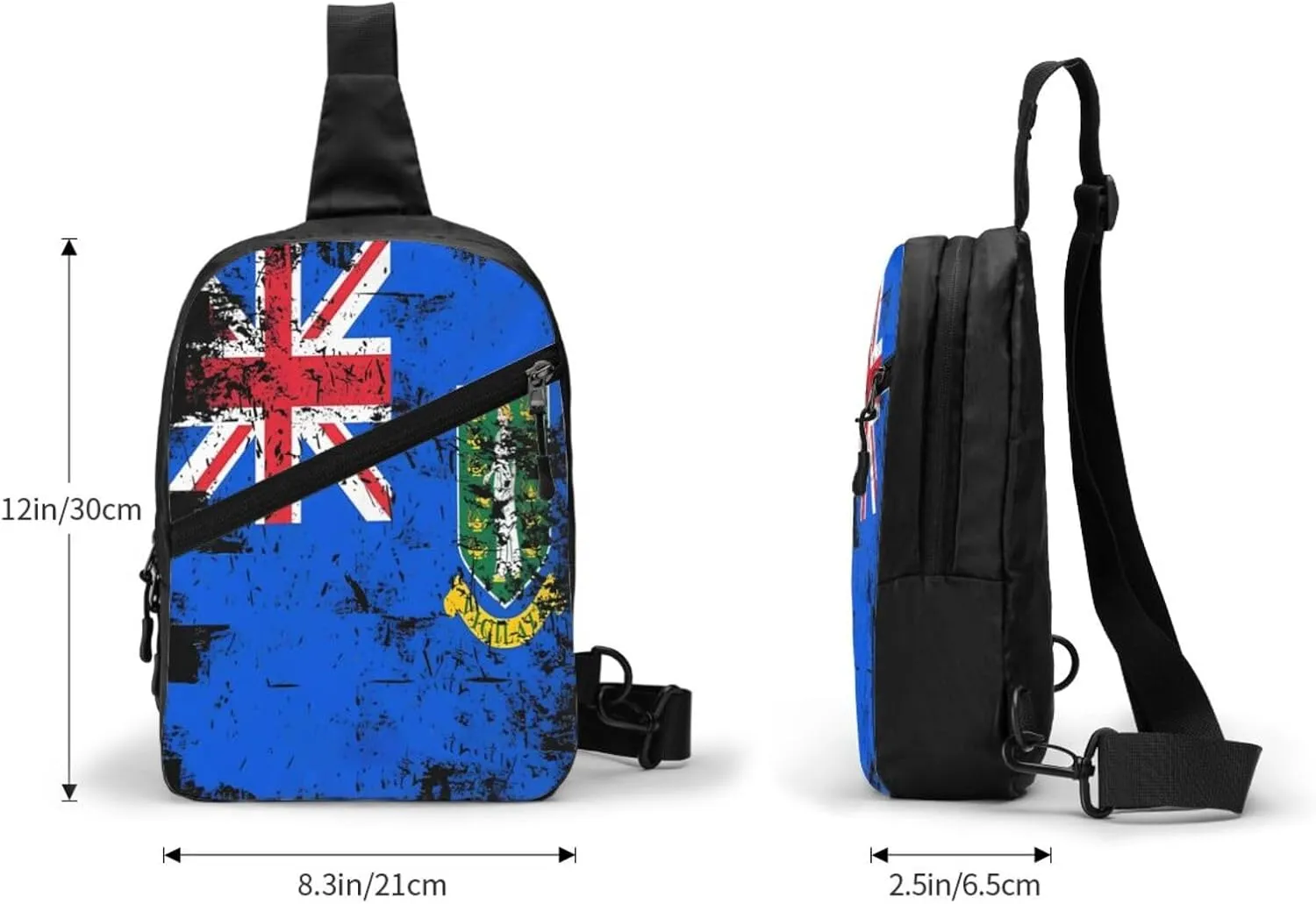 Vintage British Virgin Islands Flag Crossbody Bag Portable Sling Bags Foldable Chest Daypack Reusable Sports Shoulder Backpack Diagonally Casual Rucksack Travel Bag