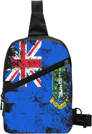 Vintage British Virgin Islands Flag Crossbody Bag Portable Sling Bags Foldable Chest Daypack Reusable Sports Shoulder Backpack Diagonally Casual Rucksack Travel Bag