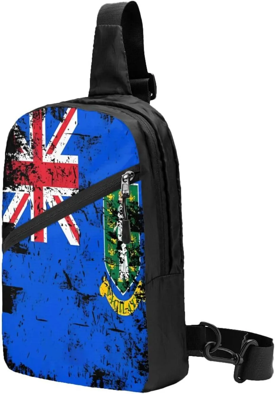 Vintage British Virgin Islands Flag Crossbody Bag Portable Sling Bags Foldable Chest Daypack Reusable Sports Shoulder Backpack Diagonally Casual Rucksack Travel Bag