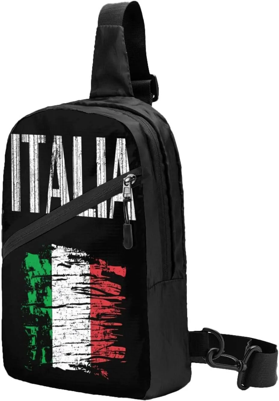 Vintage Italia Italy Italian Flag Crossbody Bag Portable Sling Bags Foldable Chest Daypack Reusable Sports Shoulder Backpack Diagonally Casual Rucksack Travel Bag