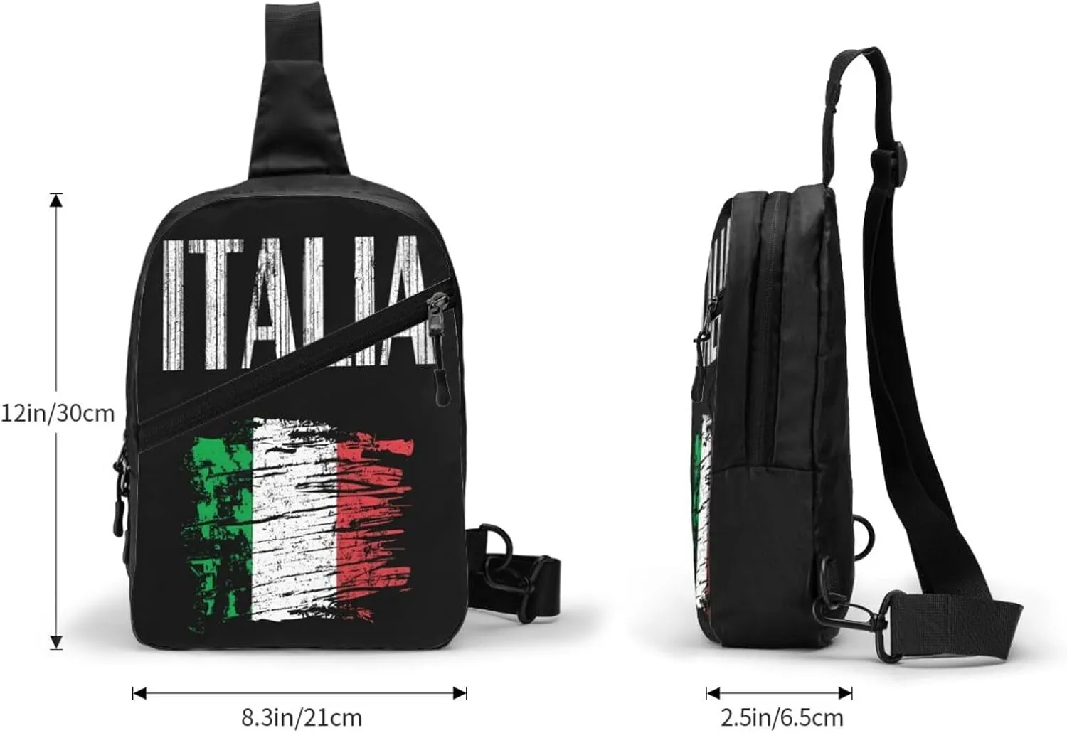 Vintage Italia Italy Italian Flag Crossbody Bag Portable Sling Bags Foldable Chest Daypack Reusable Sports Shoulder Backpack Diagonally Casual Rucksack Travel Bag