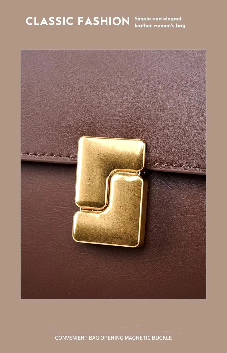 Vintage Shoulder Bag for Women – Genuine Leather Crossbody Purse with Lock, Medium Top Handle Underarm Bag
