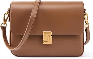 Vintage Shoulder Bag for Women – Genuine Leather Crossbody Purse with Lock, Medium Top Handle Underarm Bag