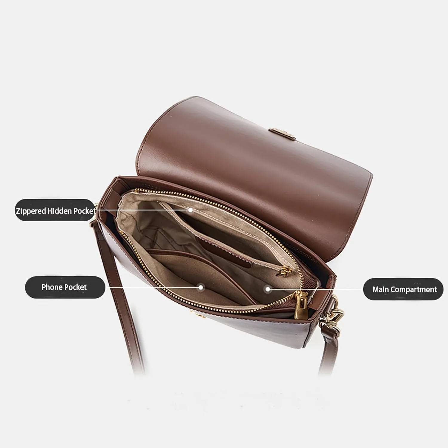 Vintage Shoulder Bag for Women – Genuine Leather Crossbody Purse with Lock, Medium Top Handle Underarm Bag