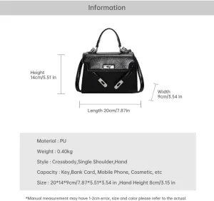 Vintage Style Top Handle Handbag, Turn Lock Crossbody Purse with Metal Accents