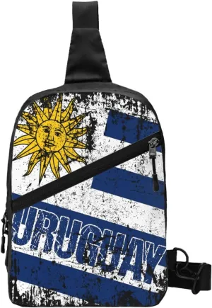Vintage Uruguay Uruguayan Flag Crossbody Bag Portable Sling Bags Foldable Chest Daypack Reusable Sports Shoulder Backpack Diagonally Casual Rucksack Travel Bag
