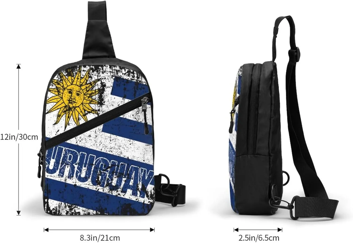 Vintage Uruguay Uruguayan Flag Crossbody Bag Portable Sling Bags Foldable Chest Daypack Reusable Sports Shoulder Backpack Diagonally Casual Rucksack Travel Bag