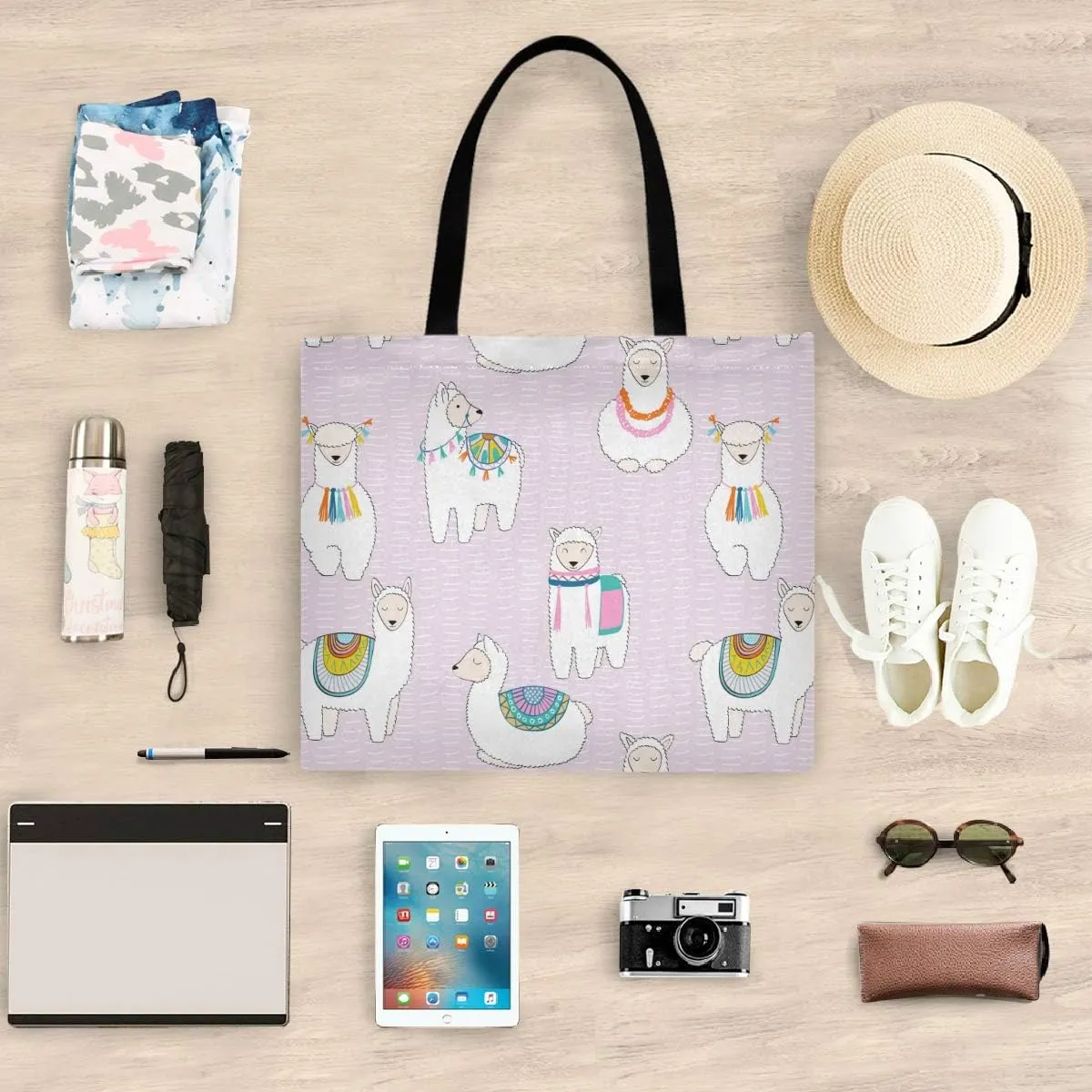 visesunny Canvas Tote Bag Shoulder Bag Shopping Casual Bag Foldaway Travel Bag Handbags for Women Lady Girl Teens