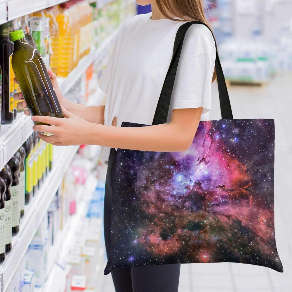 visesunny Large Women Casual Shoulder Bag Handbag Shopping Grocery Canvas Bag