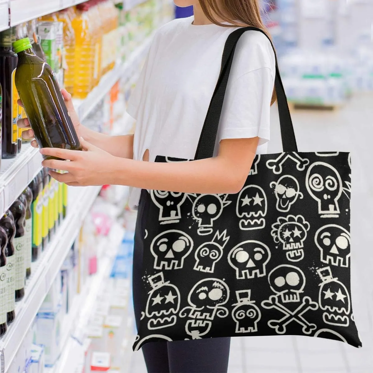 visesunny Stylish Women Canvas Shoulder Tote Bags Casual Bag Ladies Shopping Handbag for GYM Hiking Picnic Travel Beach