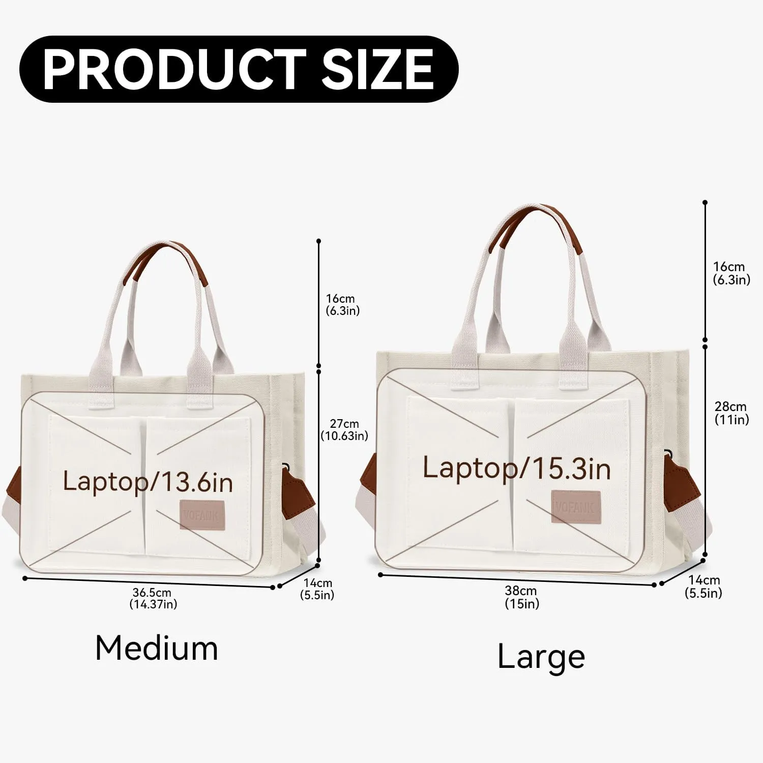 VOFANK Canvas Tote Bag for Women with Pockets Large Crossbody Bag Satchel Bag Handbag Everything Everyday Bag for Work Daily