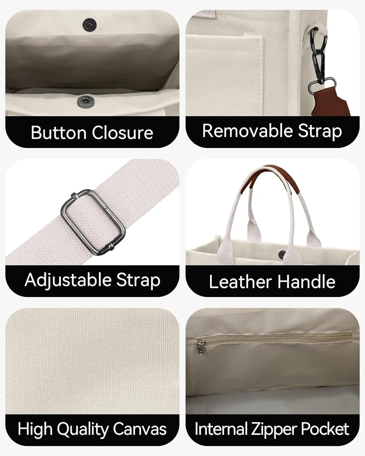 VOFANK Canvas Tote Bag for Women with Pockets Large Crossbody Bag Satchel Bag Handbag Everything Everyday Bag for Work Daily