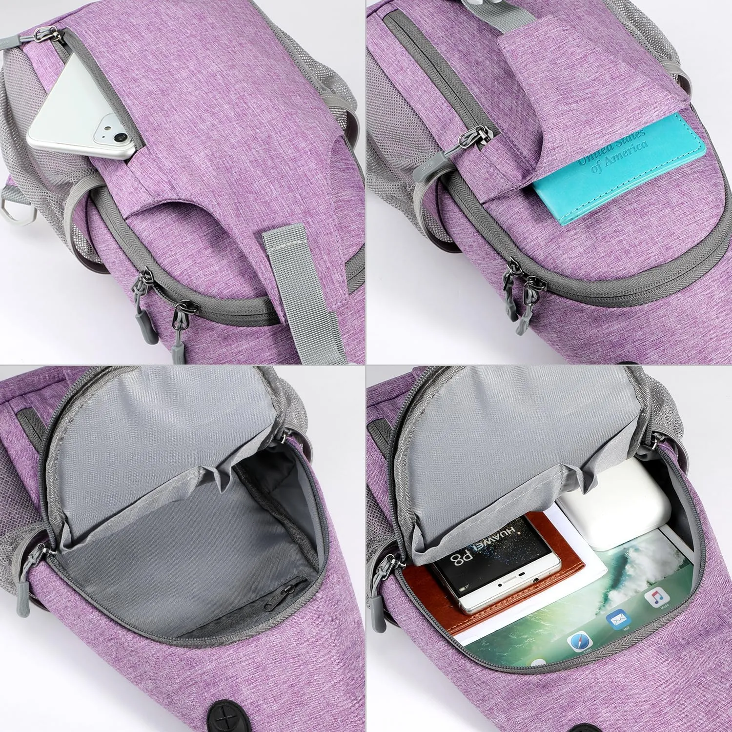 Voova Crossbody Sling Backpack Sling Bag for Men Women, Travel Hiking Chest Bag Daypack, Small over the Shoulder Backpack