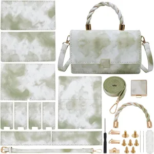 WADORN DIY Handbag Making Kit, PU Leather Shoulder Bag Sewing Craft Materials DIY Women Personalized Crossbody Bag Making Accessory Knitting Crochet Bag Making Complete Kit Handicraft Gift, Green