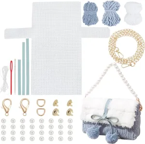 WADORN DIY Knitting & Crochet Handbags Kit, Mesh Plastic Canvas Kit for Shoulder Bags, Crossbody Bags, Handmade Purse Materials, Sky Blue
