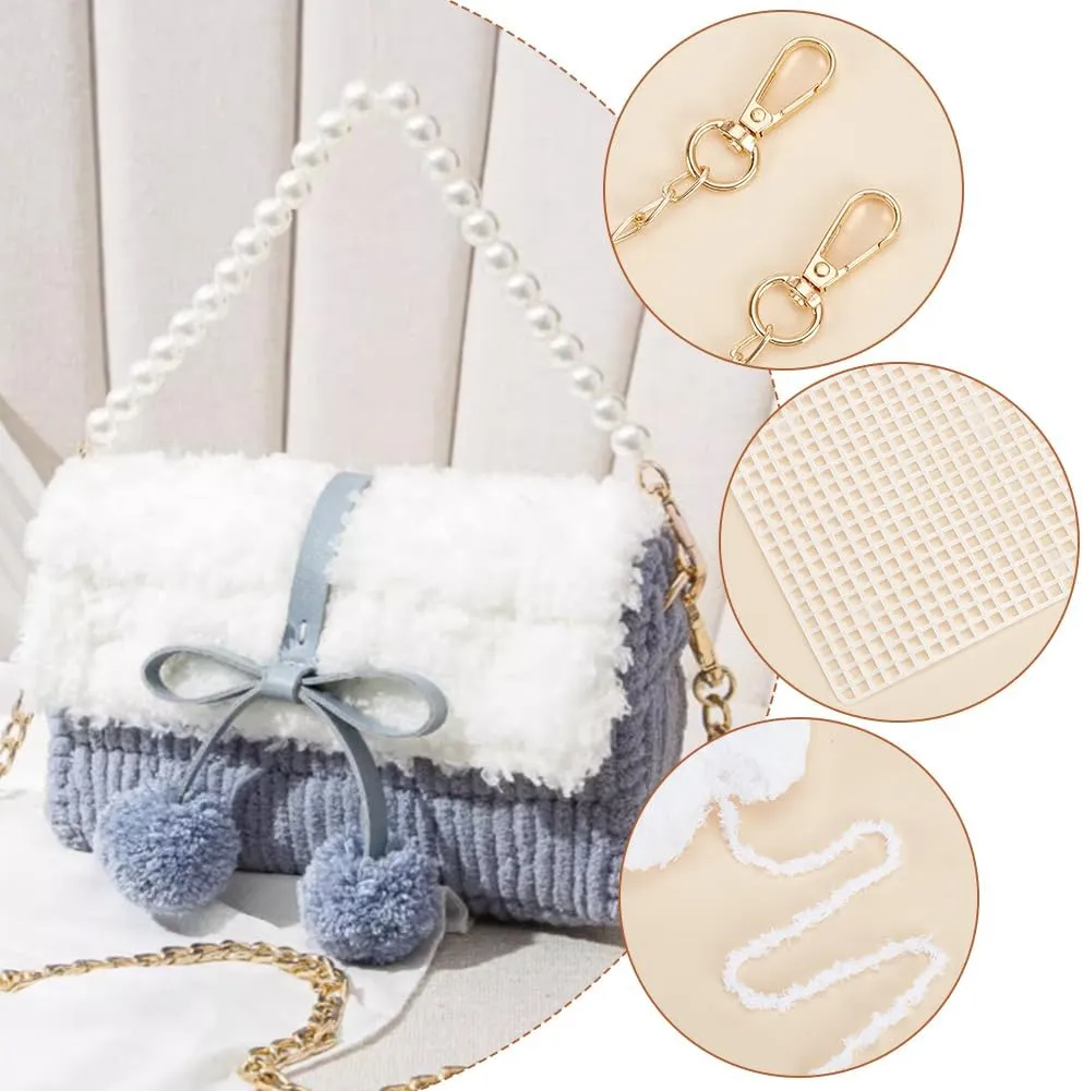 WADORN DIY Knitting & Crochet Handbags Kit, Mesh Plastic Canvas Kit for Shoulder Bags, Crossbody Bags, Handmade Purse Materials, Sky Blue