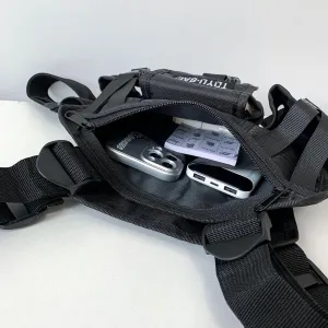 Waist Pack Men's Chest Bag Outdoor Travel Tooling Vest Belt Bag Adjustable Strap Lightweight Crossbody Backpack (black)