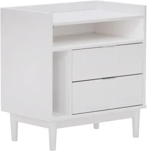 Walker Edison Blythe Mid-Century Modern Tray-Top Storage Nightstand, 25 Inch, White