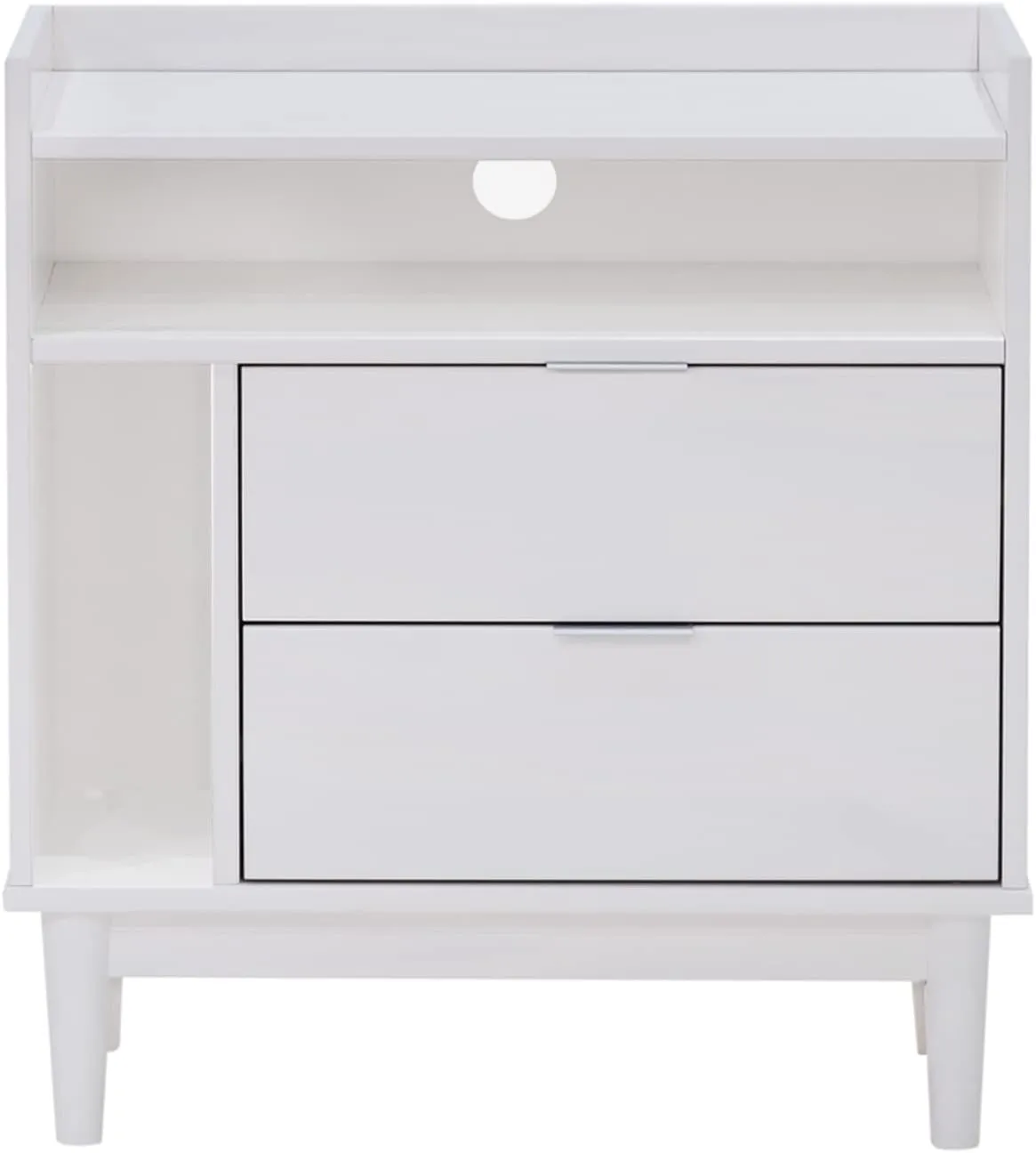 Walker Edison Blythe Mid-Century Modern Tray-Top Storage Nightstand, 25 Inch, White