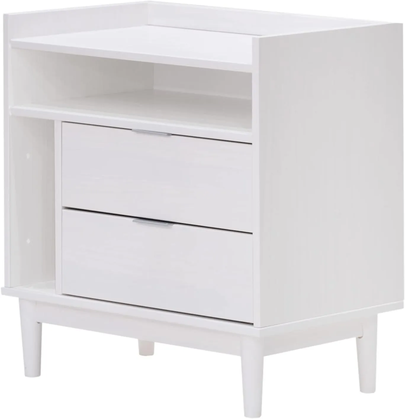 Walker Edison Blythe Mid-Century Modern Tray-Top Storage Nightstand, 25 Inch, White