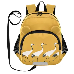 Walking Cranes Group Yellow Toddler Harness Backpack for Boys Girls 3-6 Years Kids Backpack with Anti Lost Safety Leash Baby Travel Bag for Travel Preschool Walking