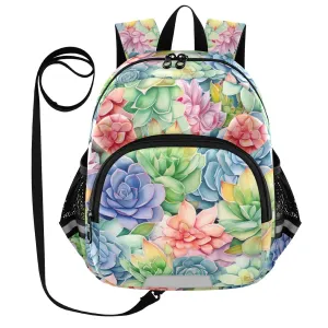 Watercolor Succulent Cactus Toddler Harness Backpack for Boys Girls 3-6 Years Kids Backpack with Anti Lost Safety Leash Baby Travel Bag for Travel Walking Preschool