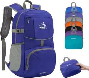 WATERFLY Hiking Foldable Daypack Backpack: 25L Ultra Lightweight Packable Waterproof Outdoor Travel Day Pack for Woman Man