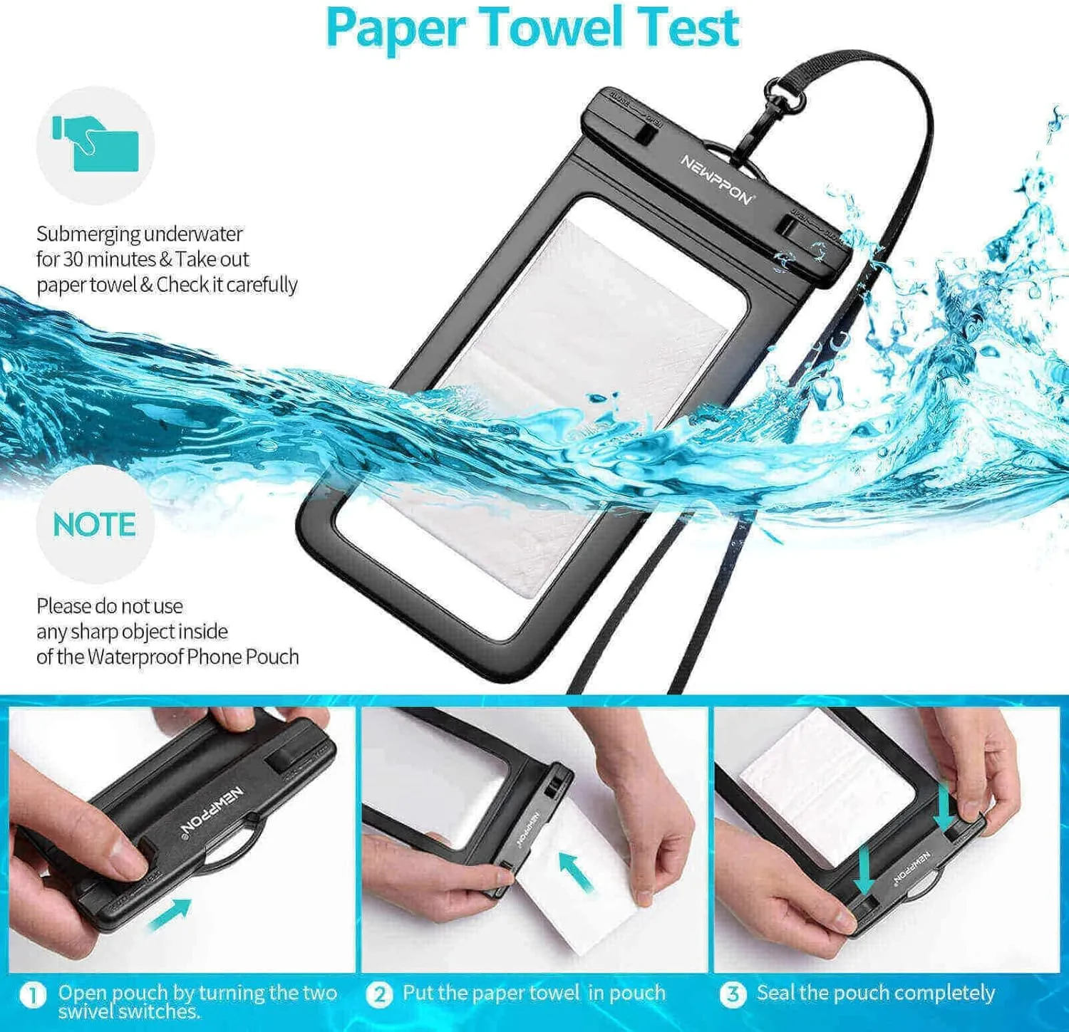 Waterproof Cell Phone Pouch : 4 Pack Float Clear Cell Holder Protector with Lanyard - Universal Floatable Water Proof Dry Bag for iPhone Samsung Galaxy for Beach Swimming Pool