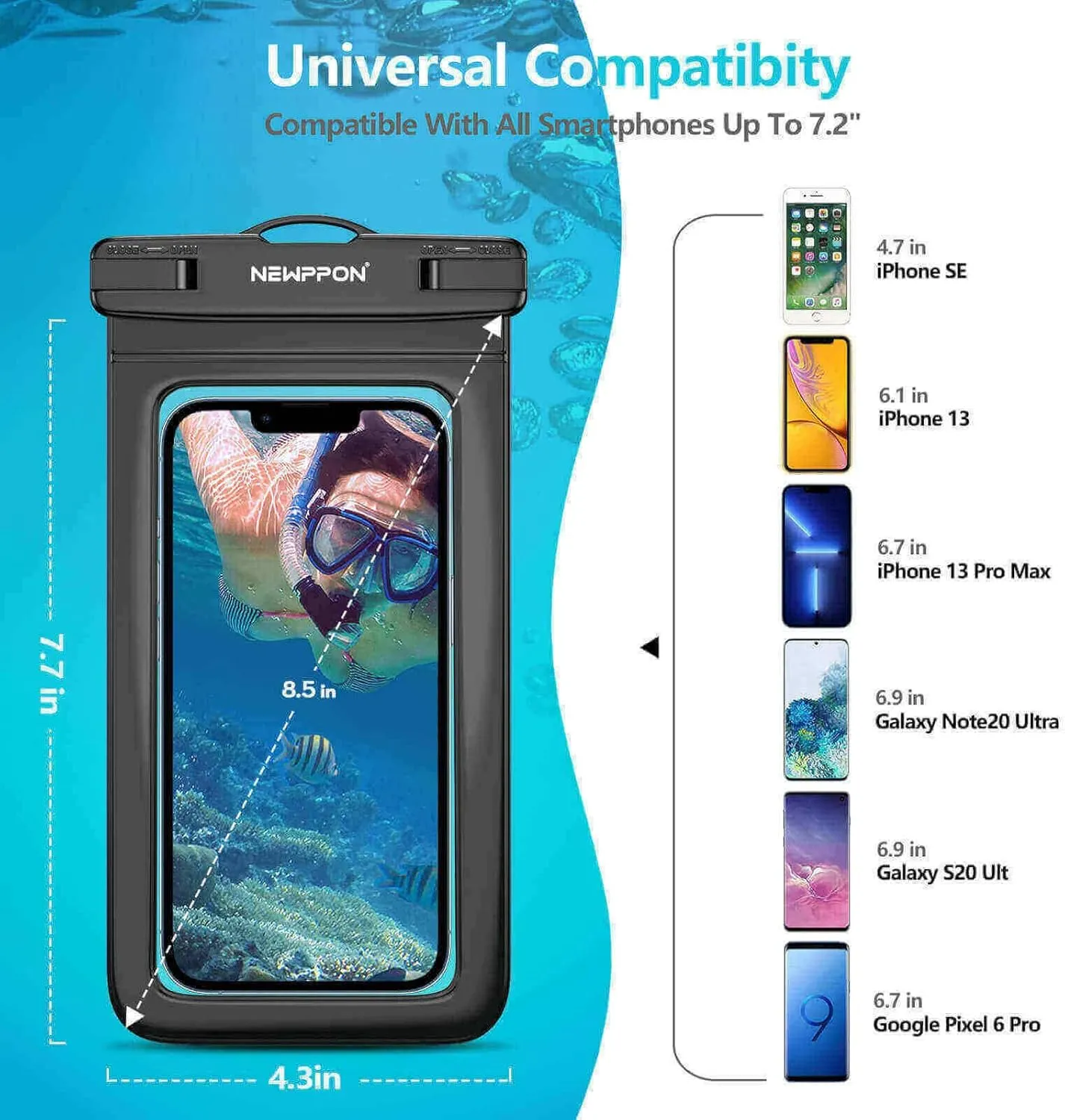 Waterproof Cell Phone Pouch : 4 Pack Float Clear Cell Holder Protector with Lanyard - Universal Floatable Water Proof Dry Bag for iPhone Samsung Galaxy for Beach Swimming Pool