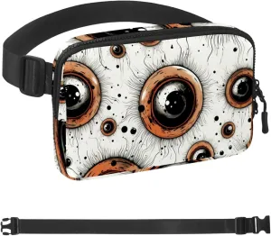 Waterproof Fanny Pack Black Belt Bag with Adjustable Strap for Women and Men,Halloween Eyeball F Crossbody Fanny Bag with Zipper for Hiking Running Travel
