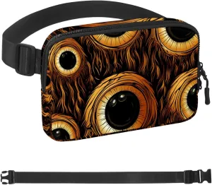 Waterproof Fanny Pack Black Belt Bag with Adjustable Strap for Women and Men,Halloween Horror Eyeballs E Crossbody Fanny Bag with Zipper for Hiking Running Travel