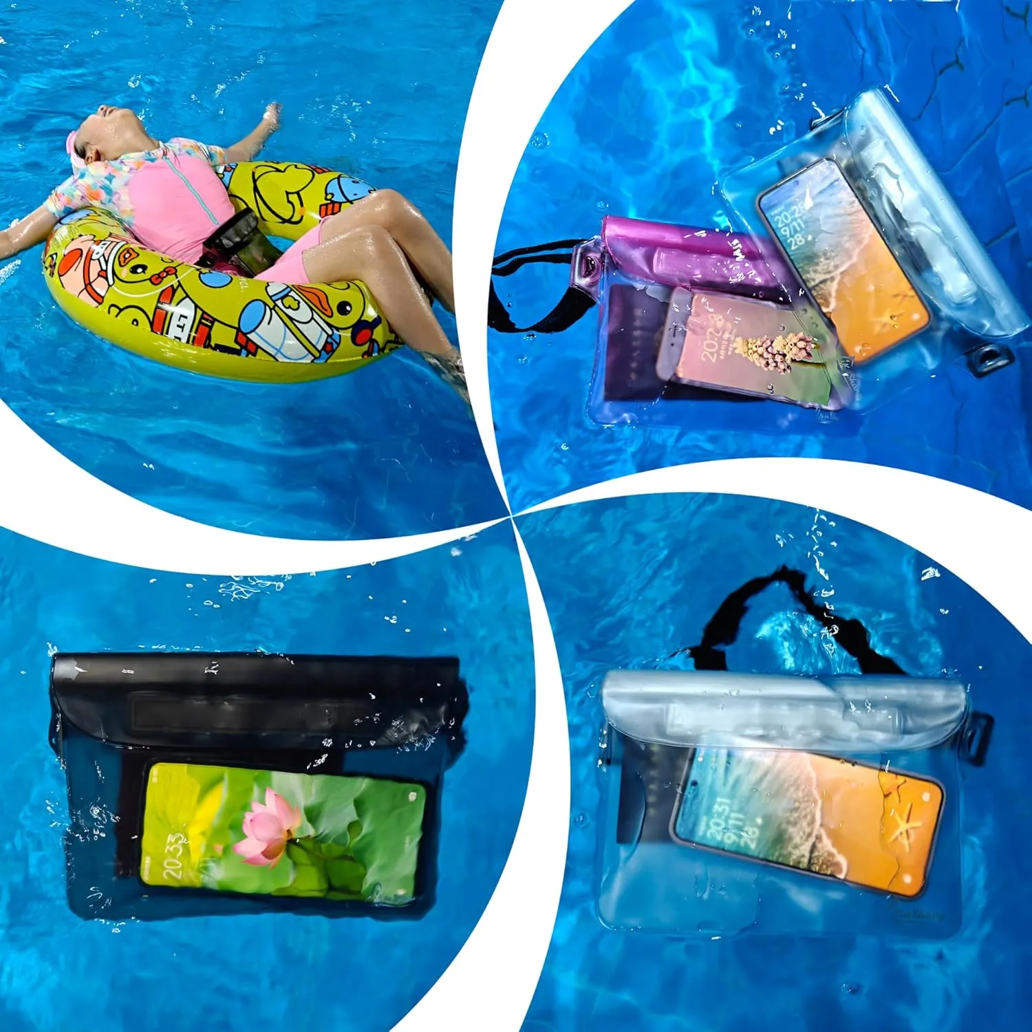 Waterproof Fanny Pack, Waterproof Pouch for Phone Passport Wallet Purse with Waist strap, Ideal for Swimming Boating Fishing Diving Beach