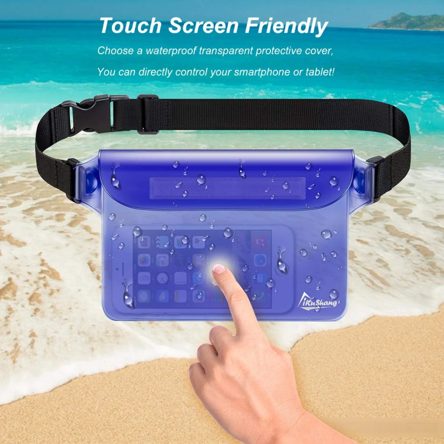 Waterproof Fanny Pack, Waterproof Pouch for Phone Passport Wallet Purse with Waist strap, Ideal for Swimming Boating Fishing Diving Beach