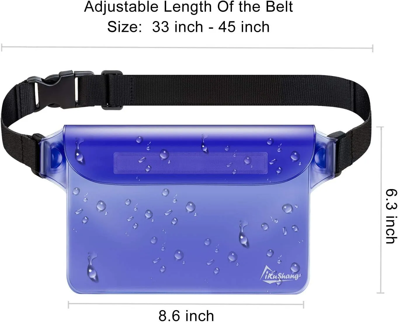 Waterproof Fanny Pack, Waterproof Pouch for Phone Passport Wallet Purse with Waist strap, Ideal for Swimming Boating Fishing Diving Beach