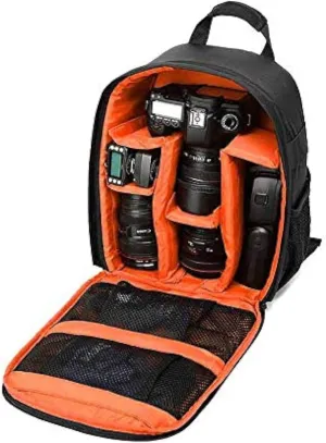 Waterproof SLR/DSLR Camera Backpack Shoulder Bag Travel Case For Canon Nikon Sony Digital Lens (Medium, Orange)