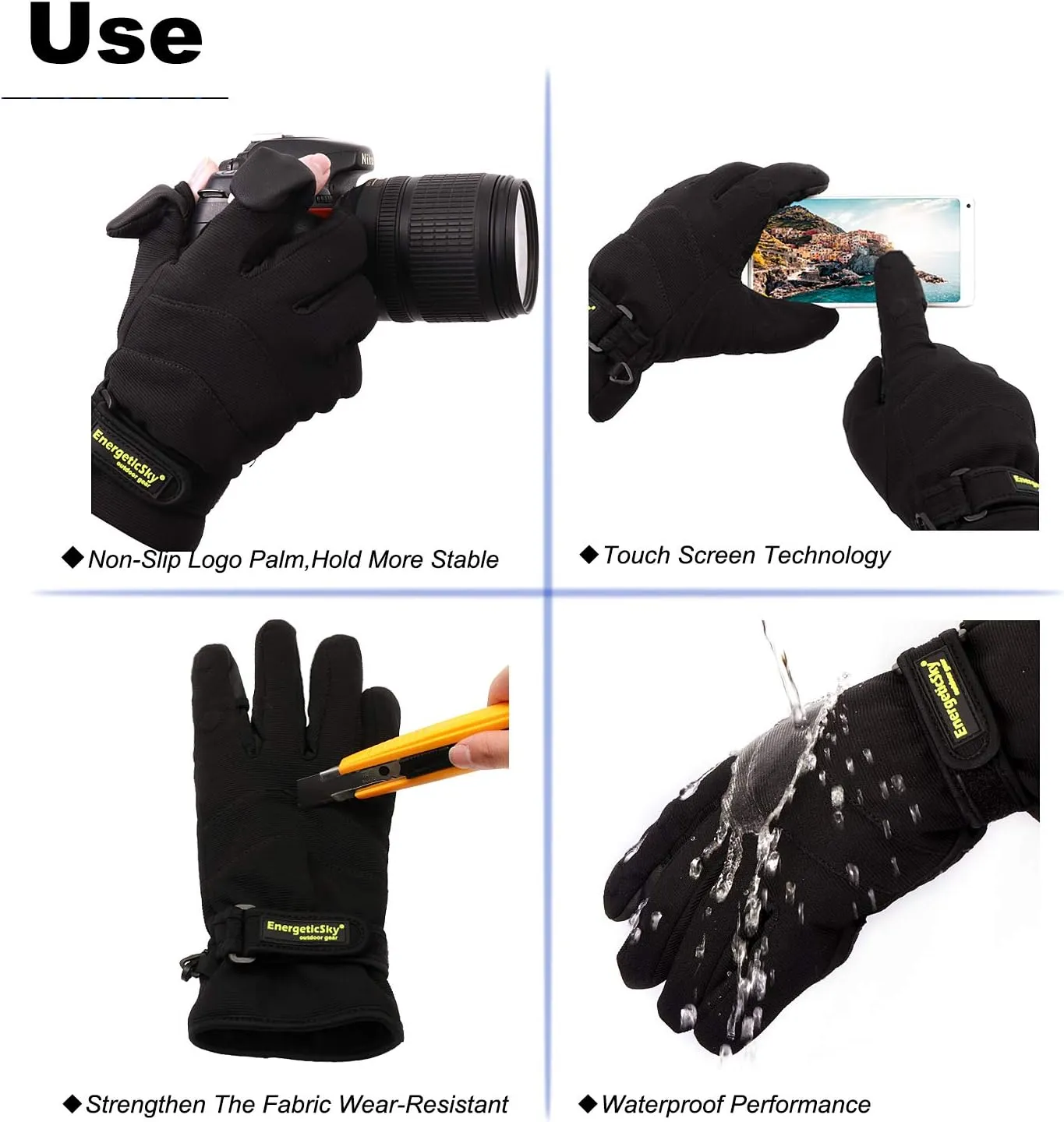 Waterproof Winter Gloves,3M Thinsulate Ski & Snowboard Gloves for Men and Women,Touchscreen Gloves for Fishing,Photographing,Hunting Outdoor Activities.