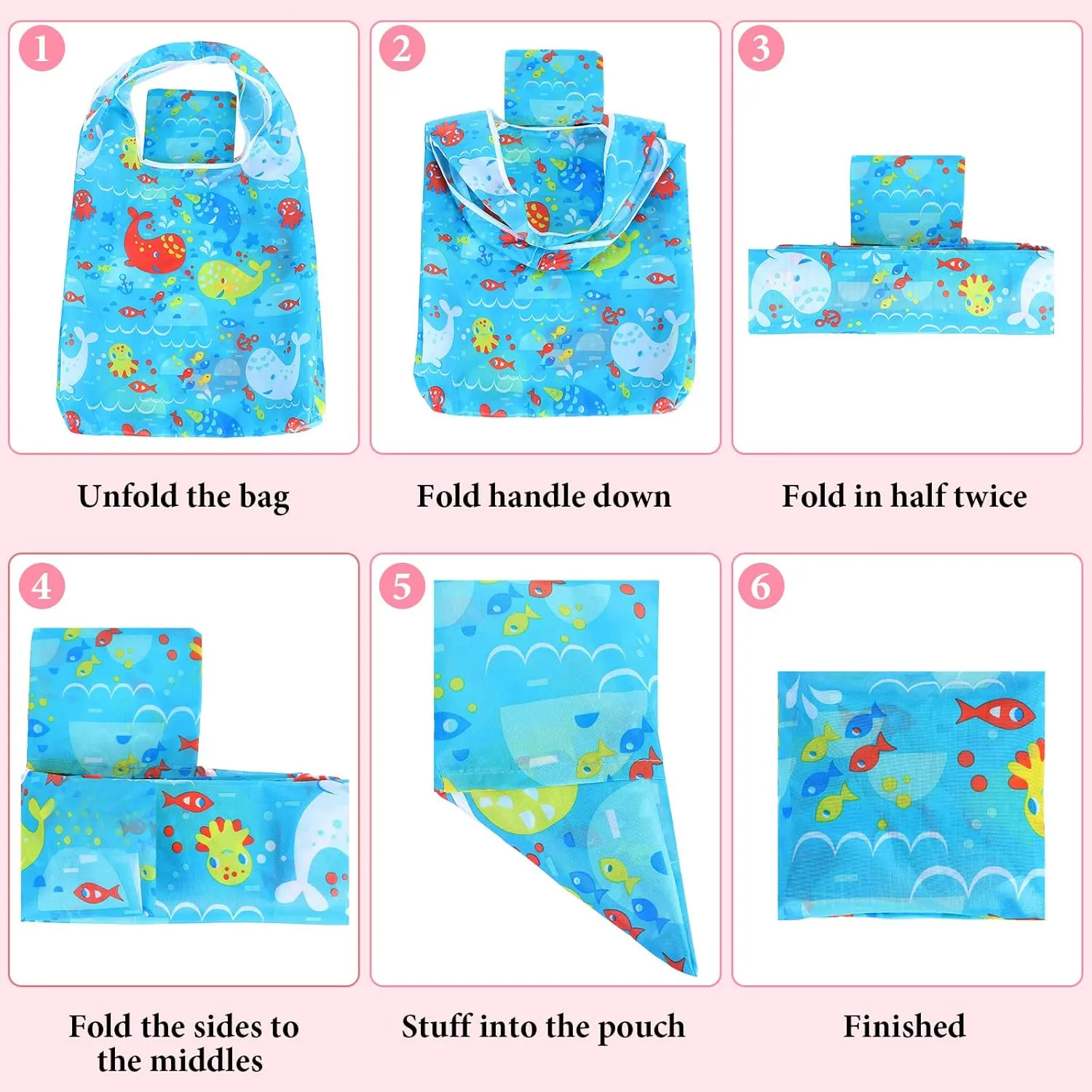 Weewooday 18 Pieces Foldable Reusable Shopping Bags Machine Washable Grocery Bags Waterproof