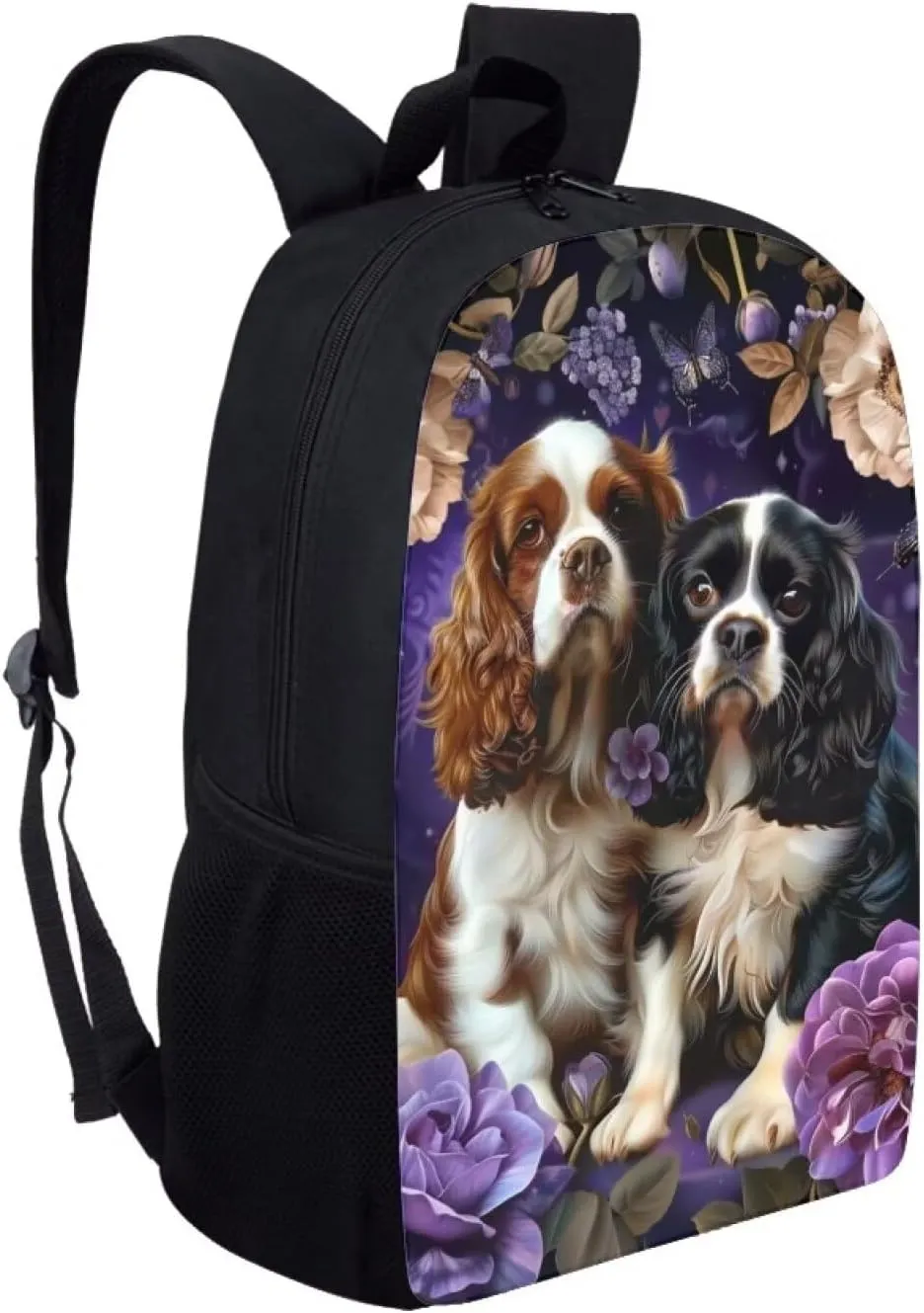 WELLFLYHOM 16 Inch School Backpack Cavalier King Charles Spaniel Bookbag for Middle School Girls Bookbag Elementary Preschool Baqck Pack Purse Cute Dog Schgoolbag Satchel for Teen Boys Daycare
